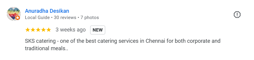 Google review screenshot 2 for SKS Catering Services