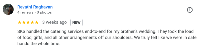 Google review screenshot 3 for SKS Catering Services